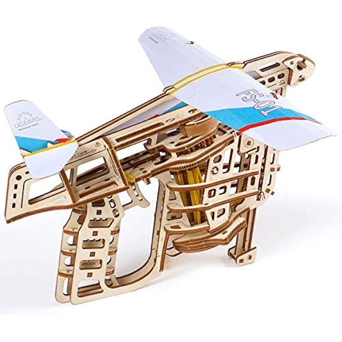 MADE IN EUROPE, 3D WOODEN PUZZLE MODEL FLIGHT STARTER, MECHANICAL MODEL KIT, DIY, SELF PROPELLED, WOODCRAFT CONSTRUCTION TOY, PERFECT FOR GIFTING, NO GLUE NEEDED, BROWN, UGR-70075 - Image 1